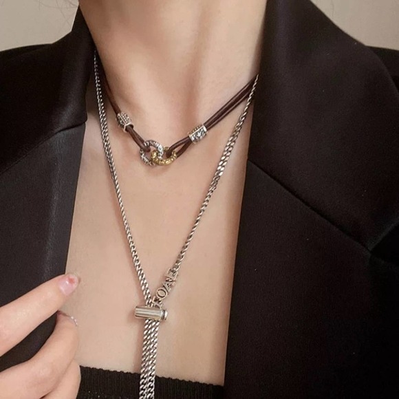 Sterling Silver Love Tassel Necklace Bracelet Matching Set - Picture 5 of 10